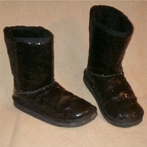 Black Sequin, Fur Lined Boots